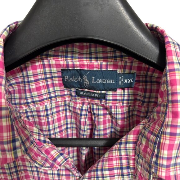 Ralph Lauren Classic Fit Shirt Long Sleeve Button Up Mens 2XL Checkered - Picture 5 of 6